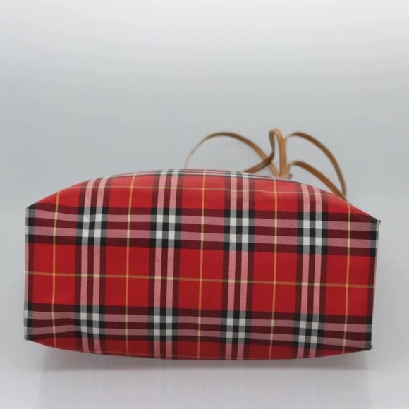 BURBERRY Nova Check Tote Bag Nylon Red Silver Auth - Picture 7 of 15